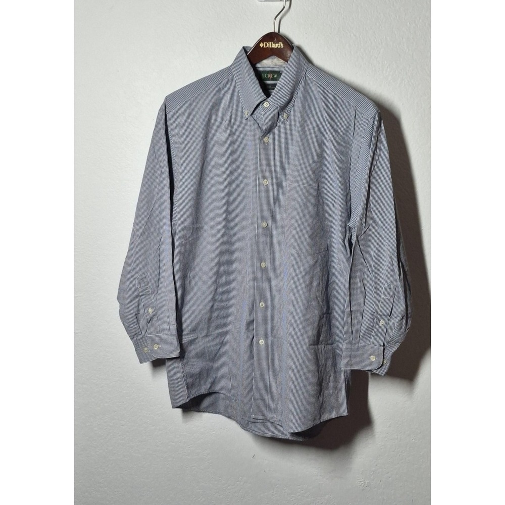 J Crew Shirt Mens Large Blue Check‎ Button Down 15.5 32/33 Oarsman Long Sleeve